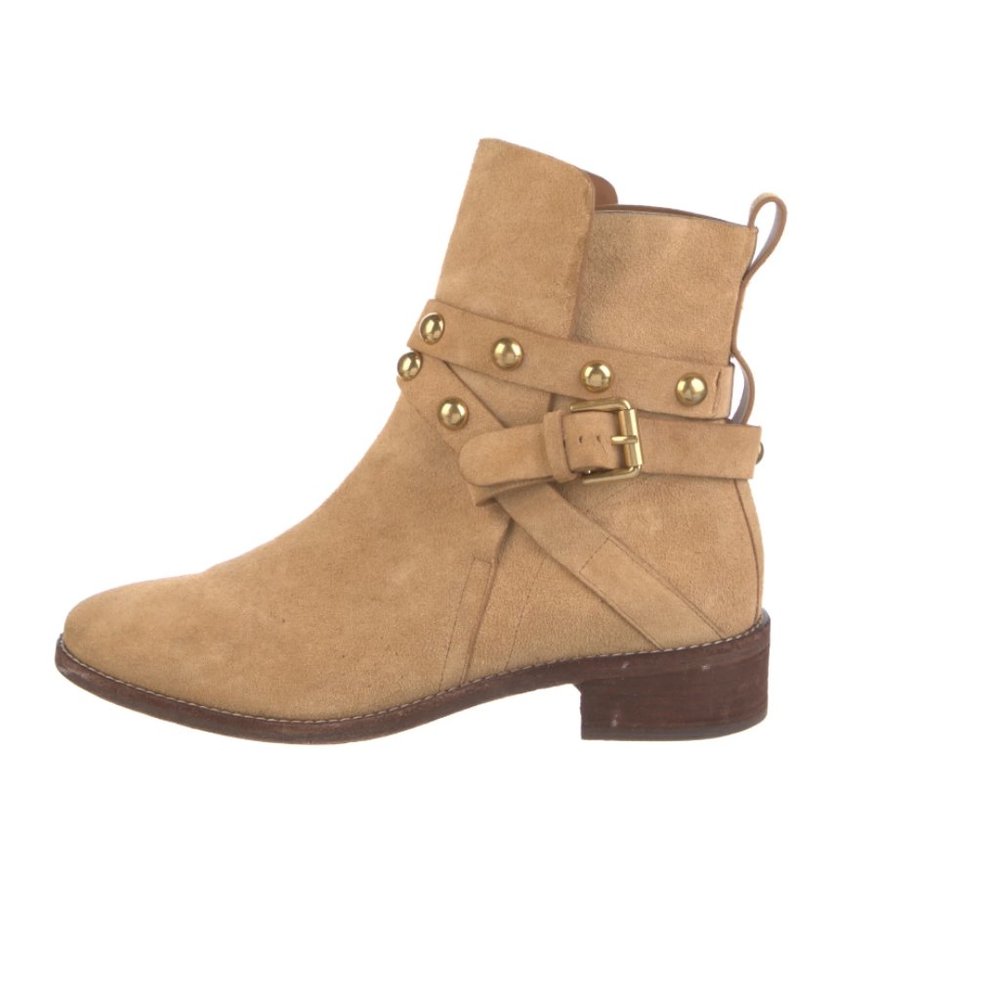 See by Chloé Tan Suede "Janis" Moto Boots, EU 39